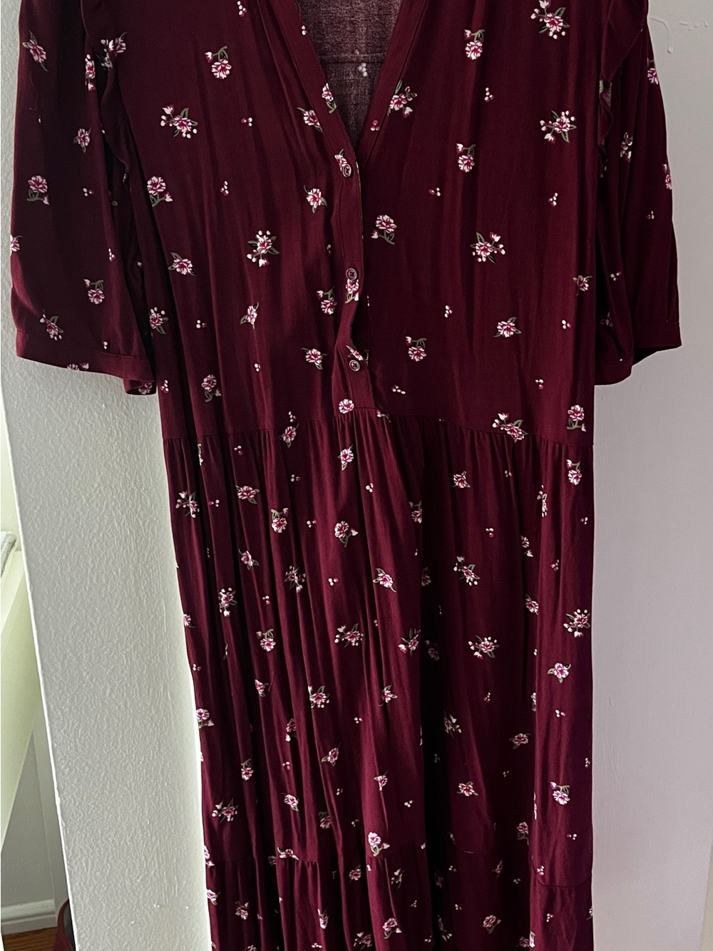 Old Navy Burgundy Floral Midi Dress